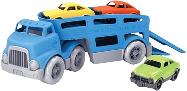 Green Toys Car Carrier, Blue - Pretend Play, Motor Skills, Kids Toy Vehicle. No BPA, phthalates, PVC