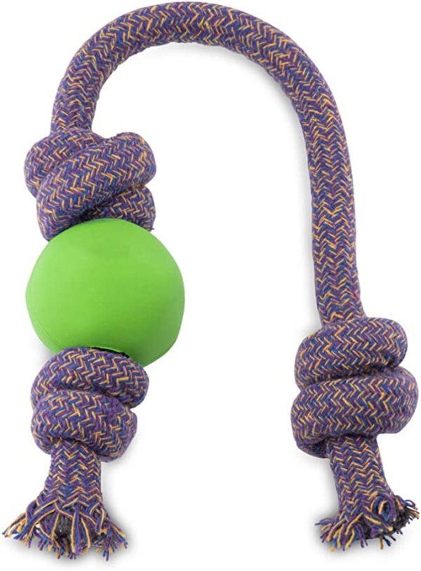 Beco Rubber Ball on Rope Durable Fetch, Pull, Tug & Chew Toy for Dogs, Natural