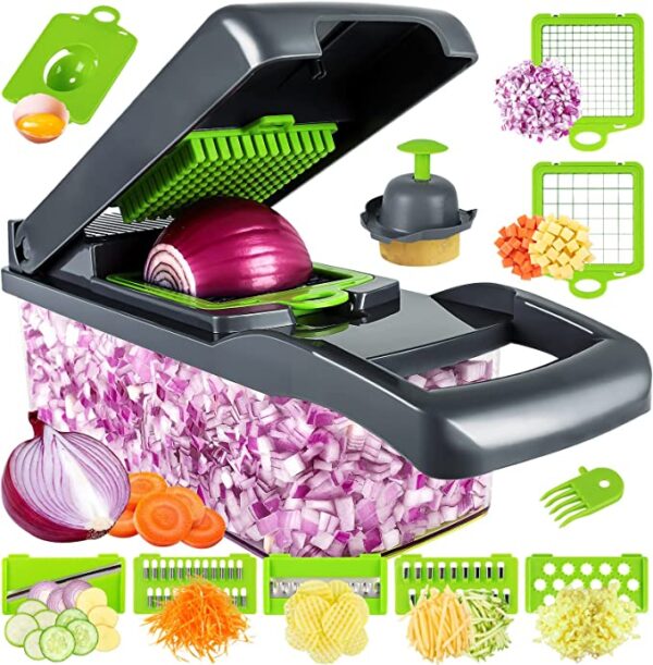 Vegetable Chopper, Pro Onion Chopper, Multifunctional 13 in 1 Food Chopper